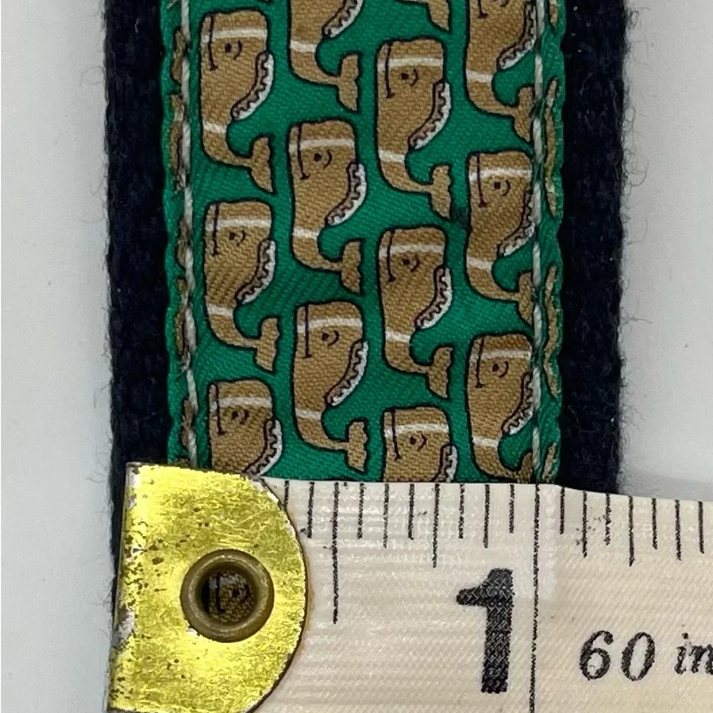 Vineyard Vines Green‎ & Navy Blue Football Whale Logo Canvas Club Belt Size 30